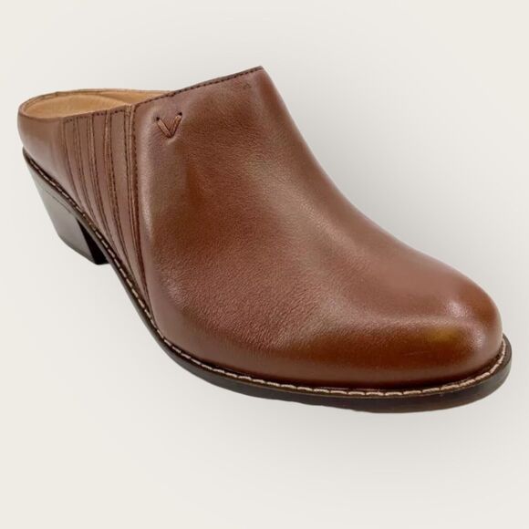 Vionic Nellie Mules Womens 5 US 36 EU Brown Leather Shoes Open Slip On Clog Heel - Picture 2 of 8